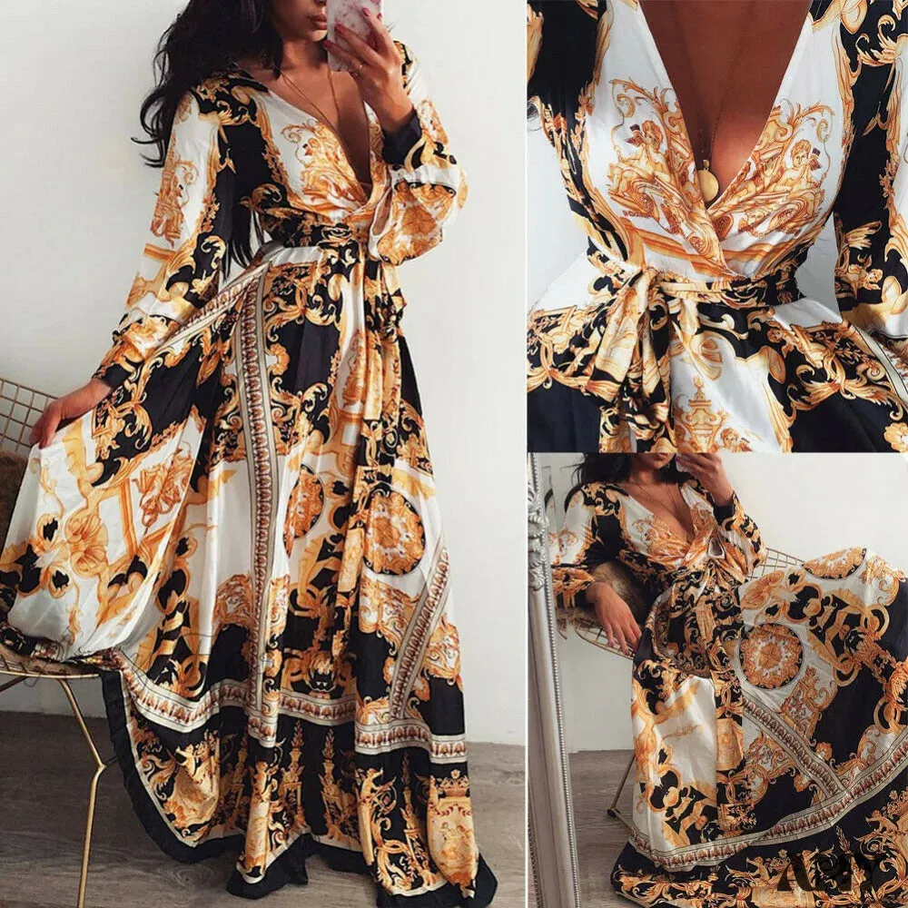 Amy Fashion - Sexy Elegant V-neck Long Maxi Dresses