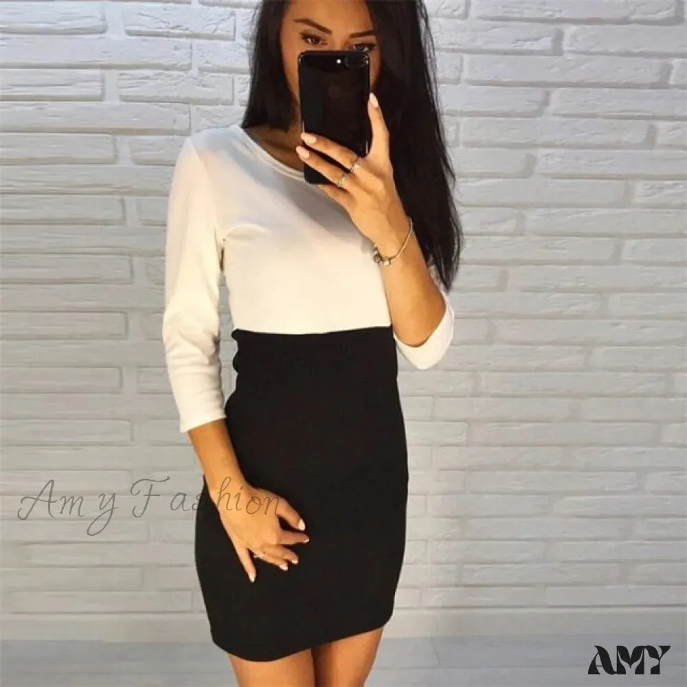 Amy Fashion - Sexy Slim Party Short Sleeve O-neck Midi Dress