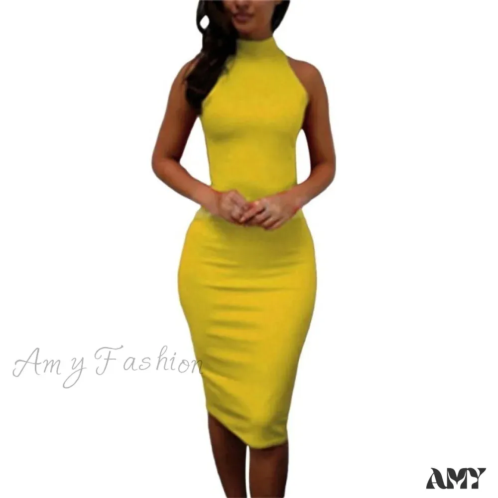 Amy Fashion - Sexy Slim Party Short Sleeve O-neck Midi Dress