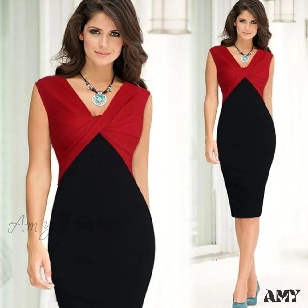 Amy Fashion - Sexy Slim Party Short Sleeve O-neck Midi Dress