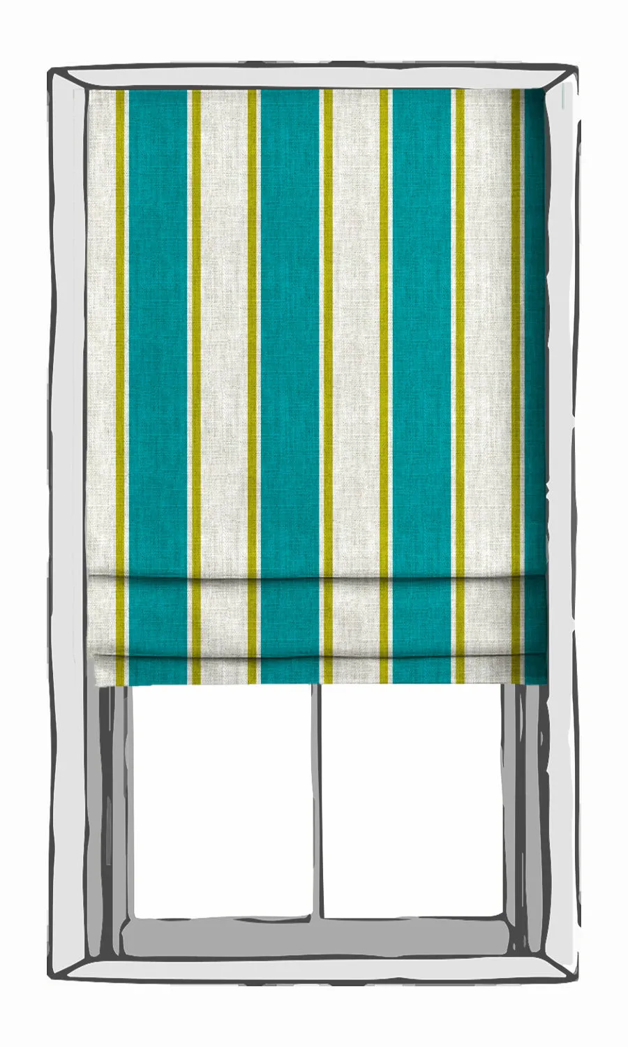 'Aqualake' Custom Striped Print Roman Blinds (Pacific Blue)