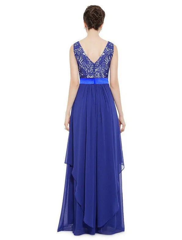 Beautiful Chiffon Stitching Lace Sleeveless Party Long Dress