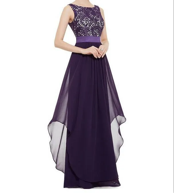 Beautiful Chiffon Stitching Lace Sleeveless Party Long Dress