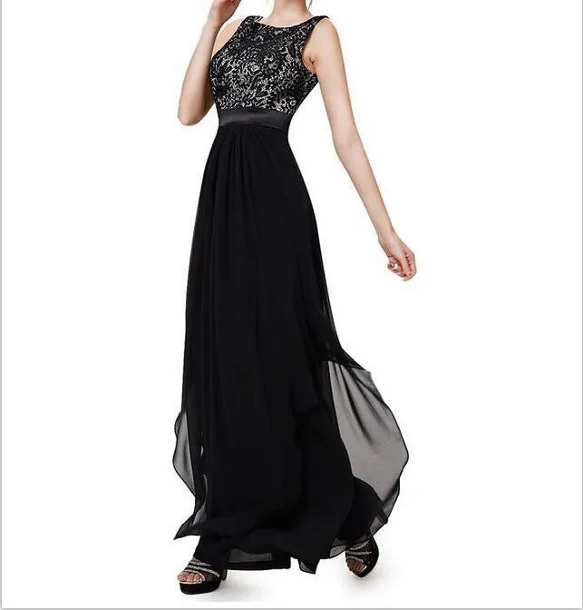 Beautiful Chiffon Stitching Lace Sleeveless Party Long Dress