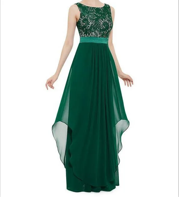 Beautiful Chiffon Stitching Lace Sleeveless Party Long Dress