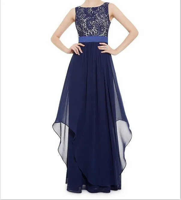 Beautiful Chiffon Stitching Lace Sleeveless Party Long Dress