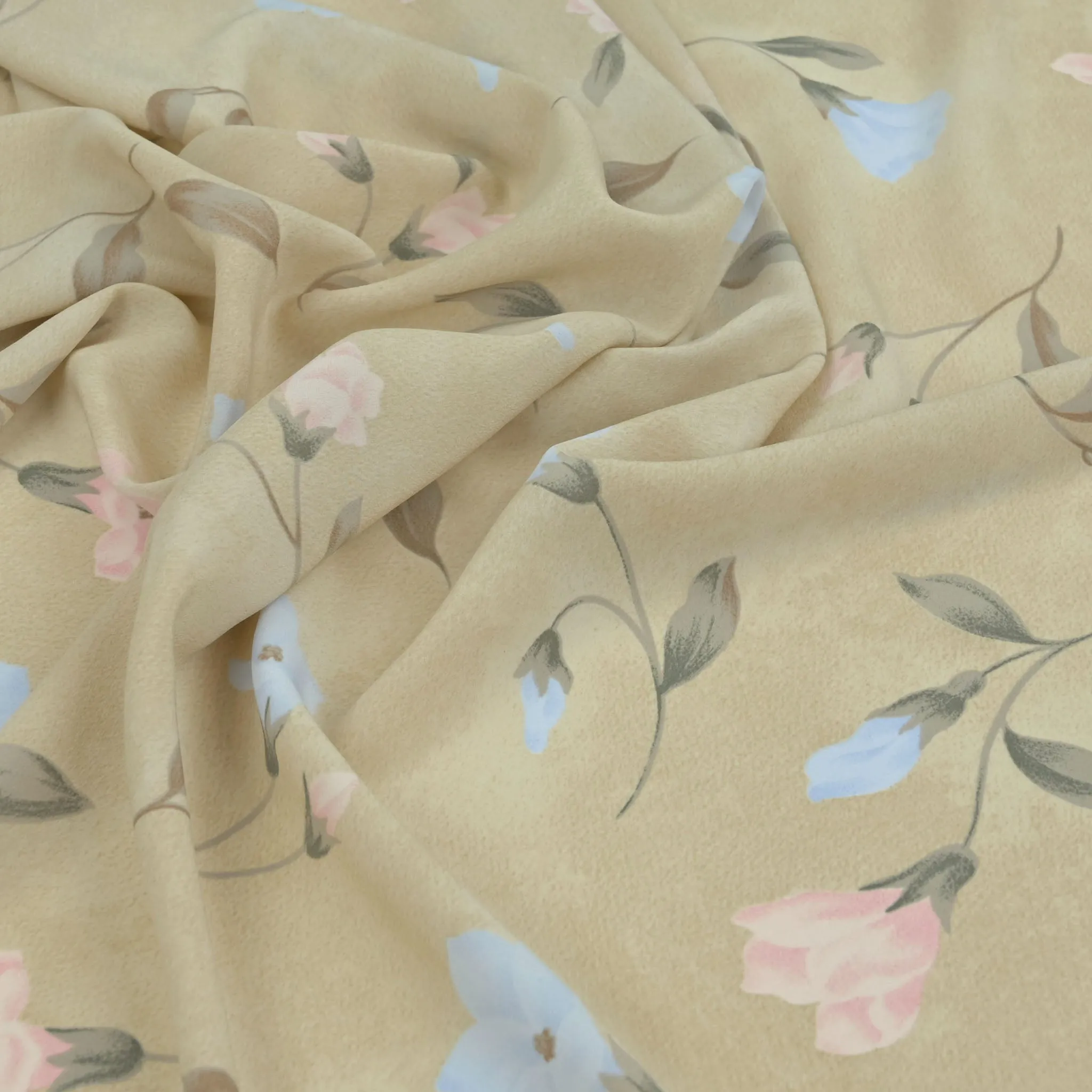 Beige Floral Print Crepe 1659