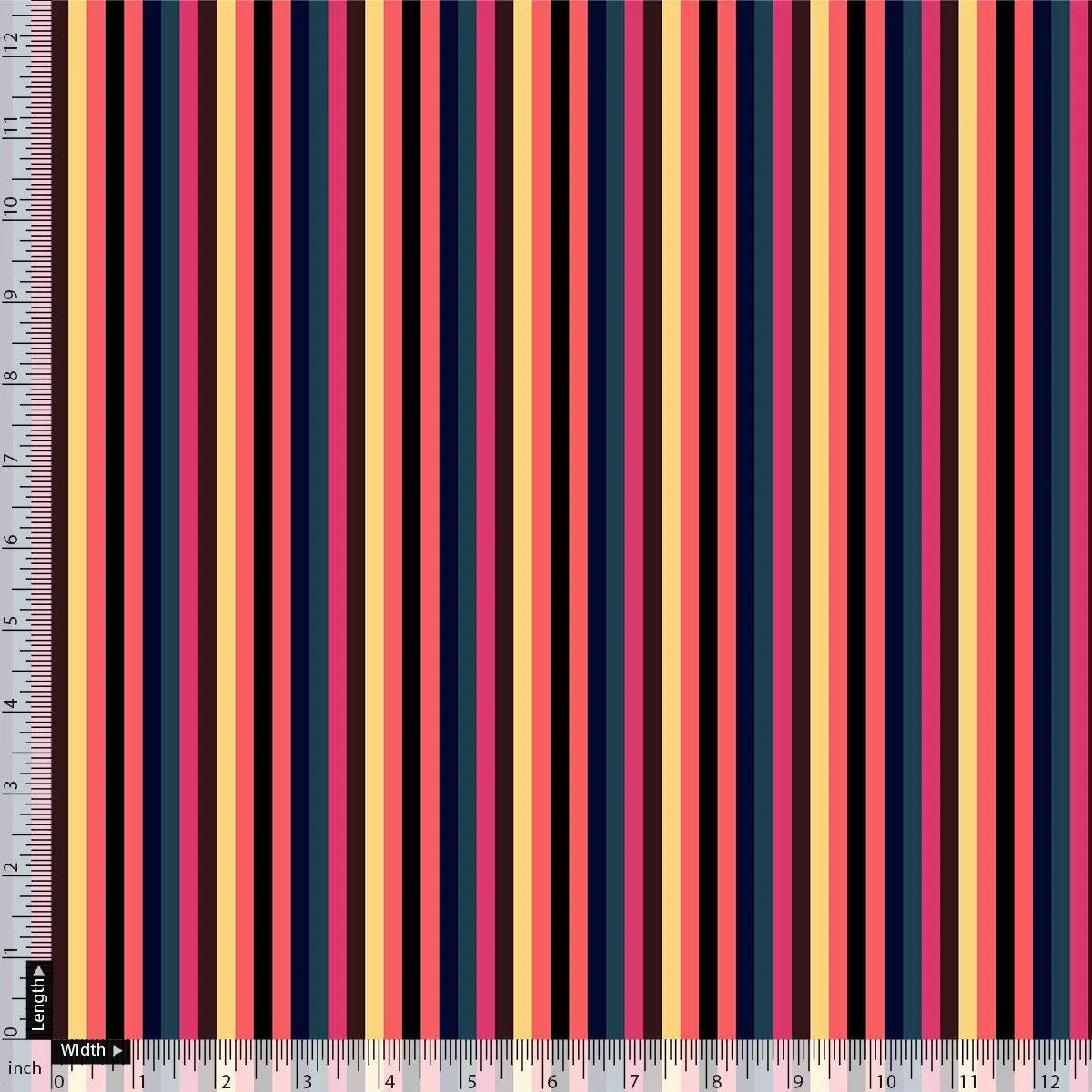 Bengal Stripes Multicolour Strips Digital Printed Fabric - Pure Chiffon