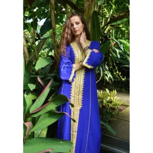 Blue Gold Kaftan Maxi Dress- Naima Style