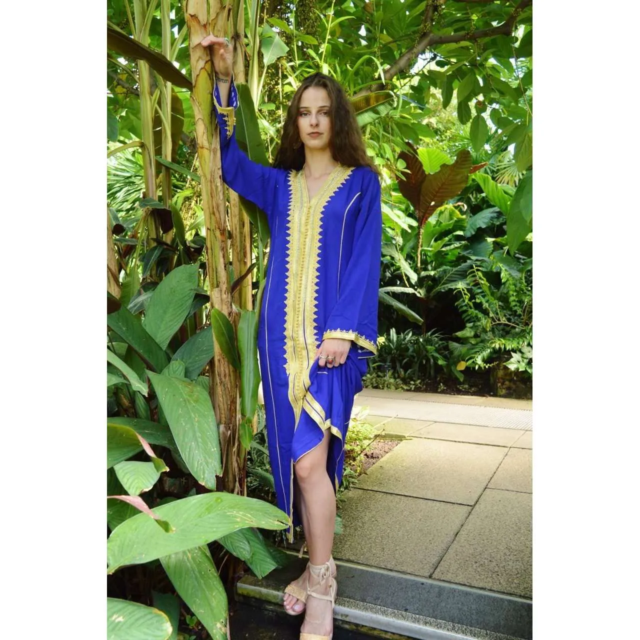 Blue Gold Kaftan Maxi Dress- Naima Style