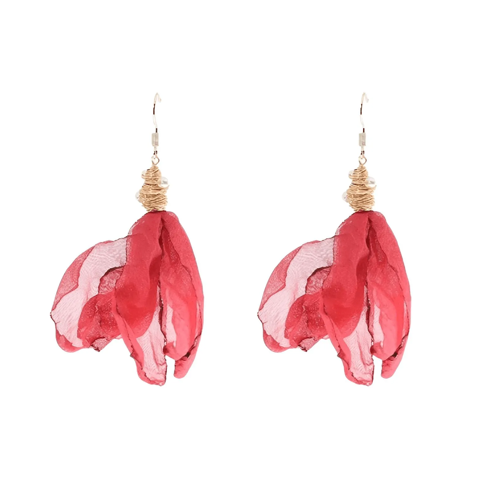 Boho-Chic Tulle Cloth Women's Flower Earrings - "Must Have*