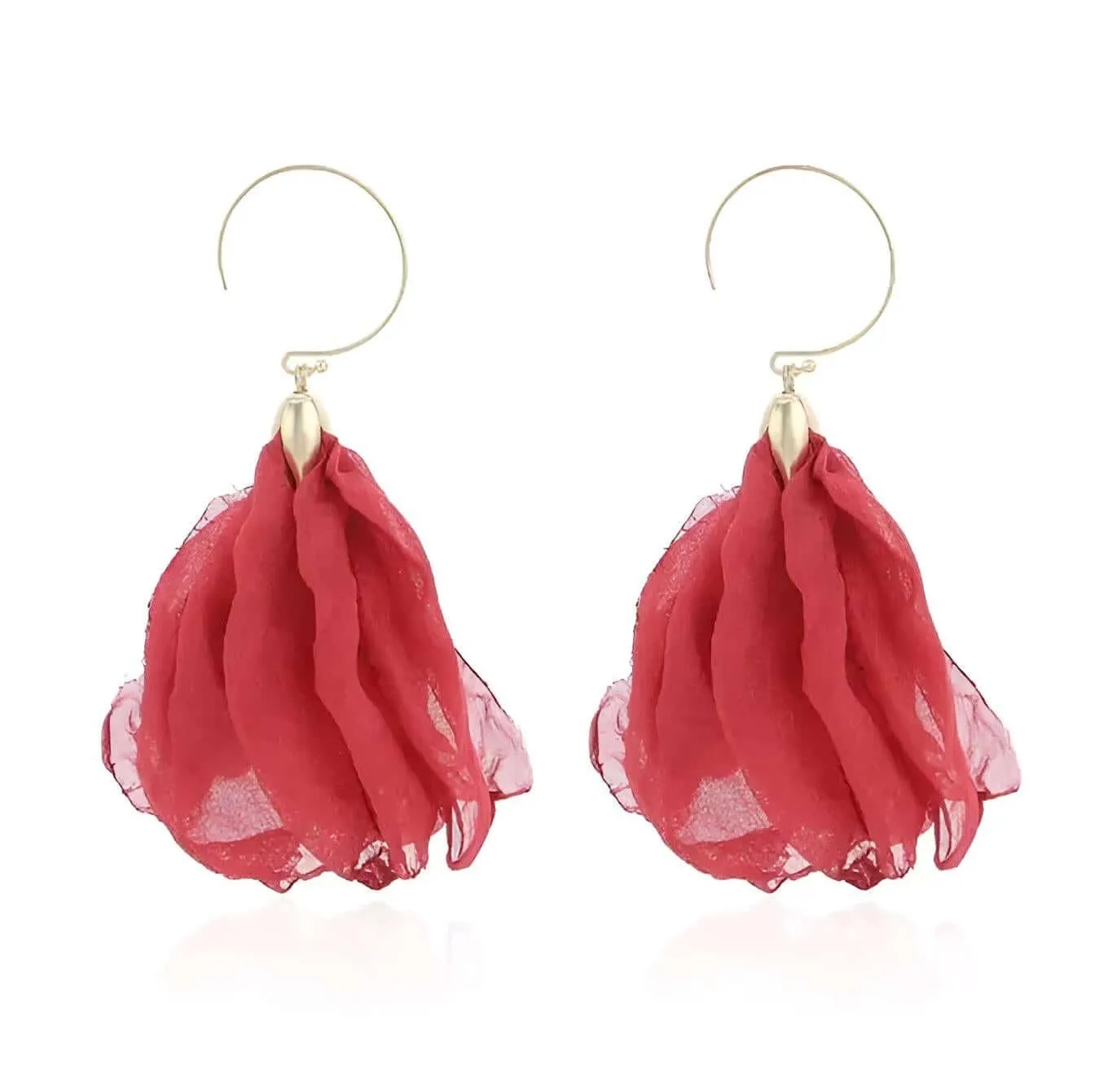 Boho-Chic Tulle Cloth Women's Flower Earrings - "Must Have*