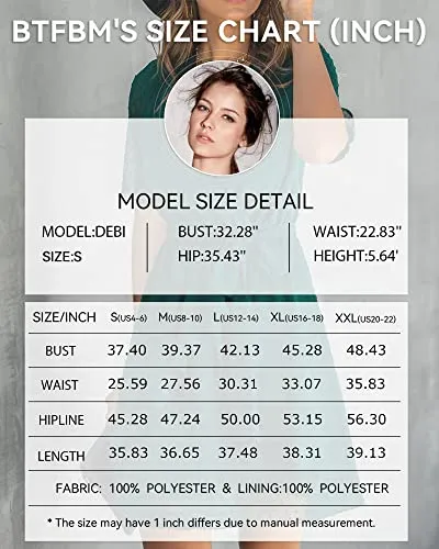 BTFBM Women 2023 Fashion Faux Wrap V-Neck Dresses Short Sleeve High Waist Belt Swing Ruffle Hem Aline Summer Short Dress(Dark Green, Medium)