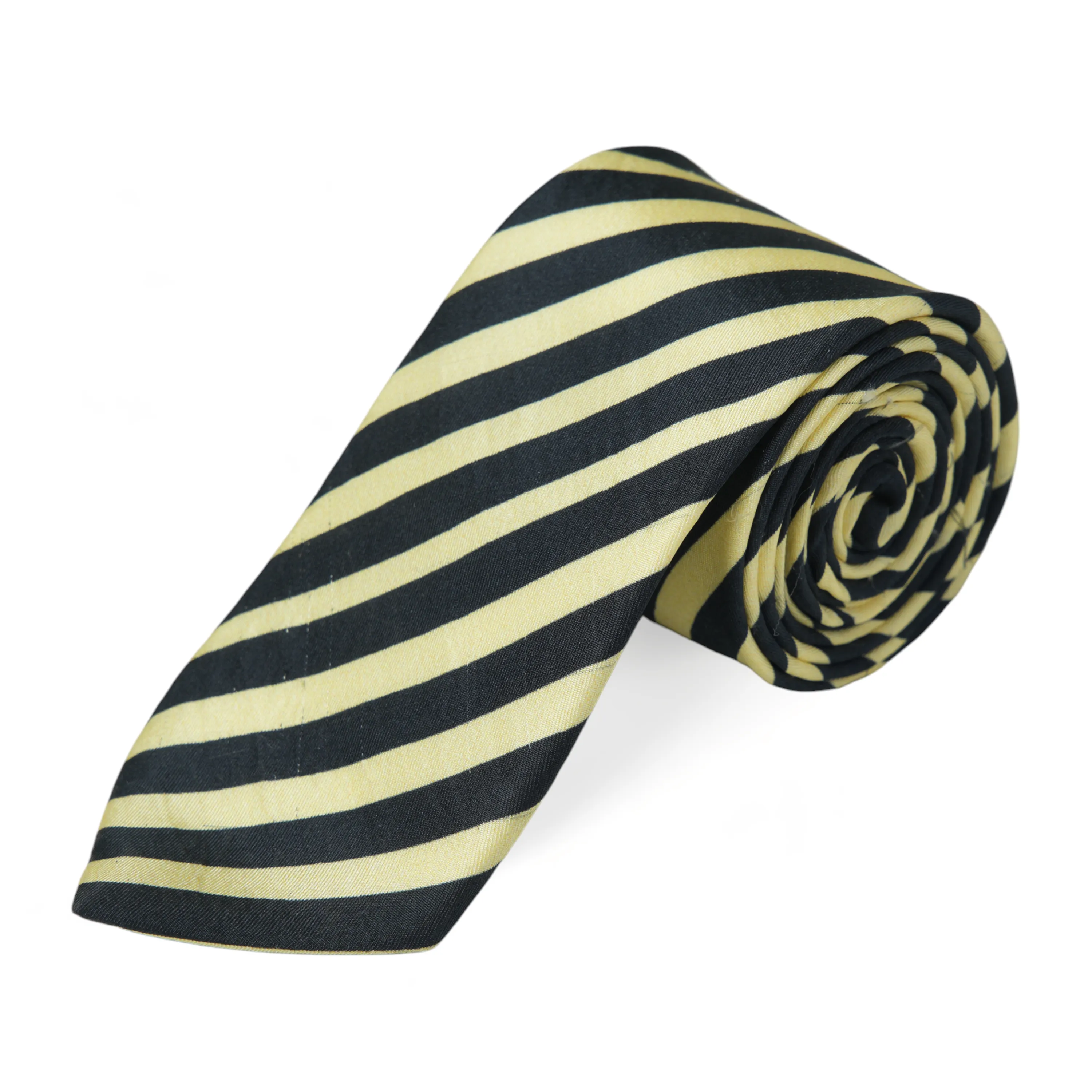 Chokore Off-White & Black Stripes Silk Necktie - Plaids Range