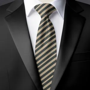 Chokore Off-White & Black Stripes Silk Necktie - Plaids Range