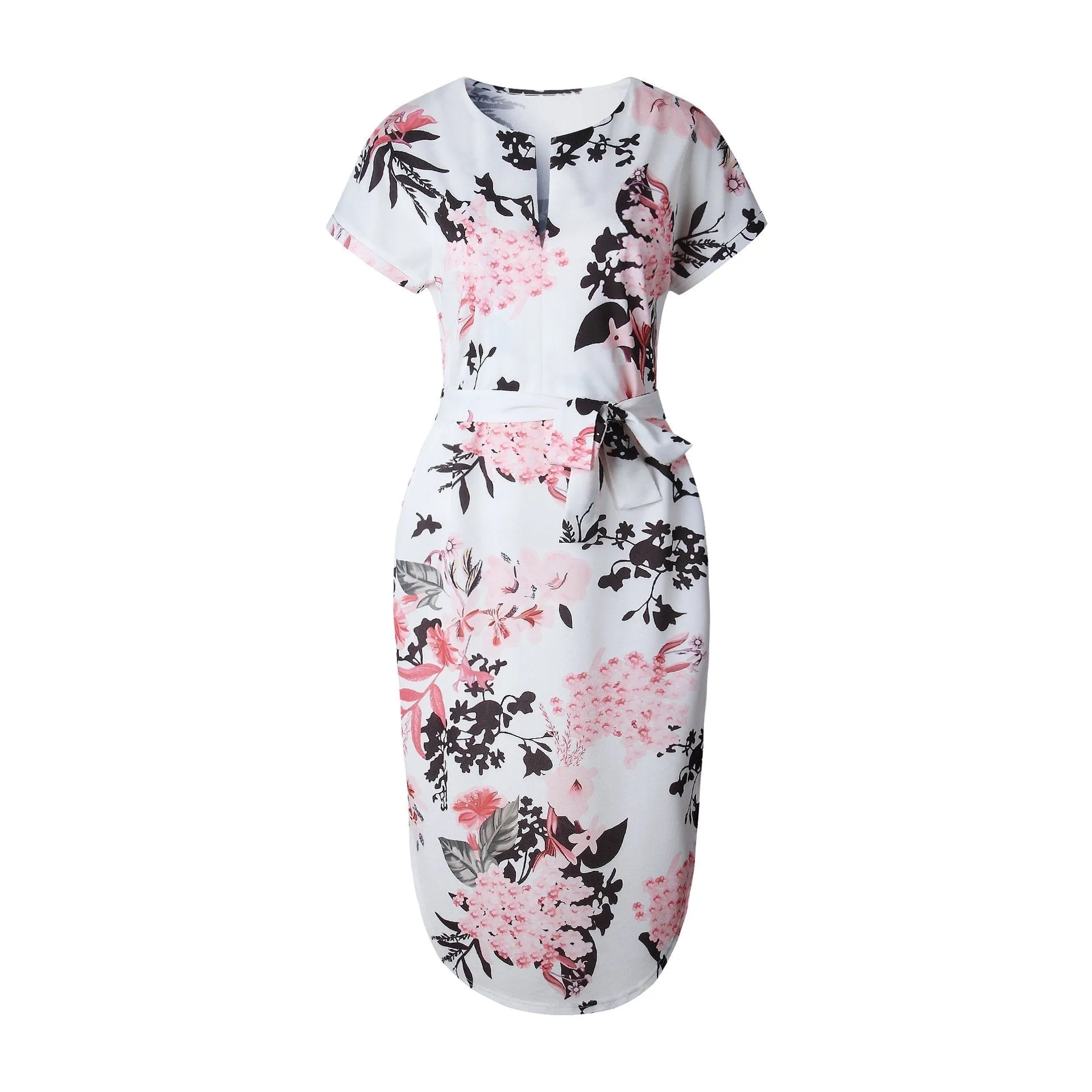 Clearance Sexy V-neck Print Irregular Knee-length Dress