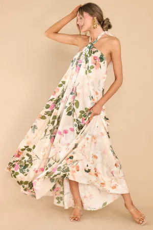 Dainty Love Tan Floral Print Maxi Dress