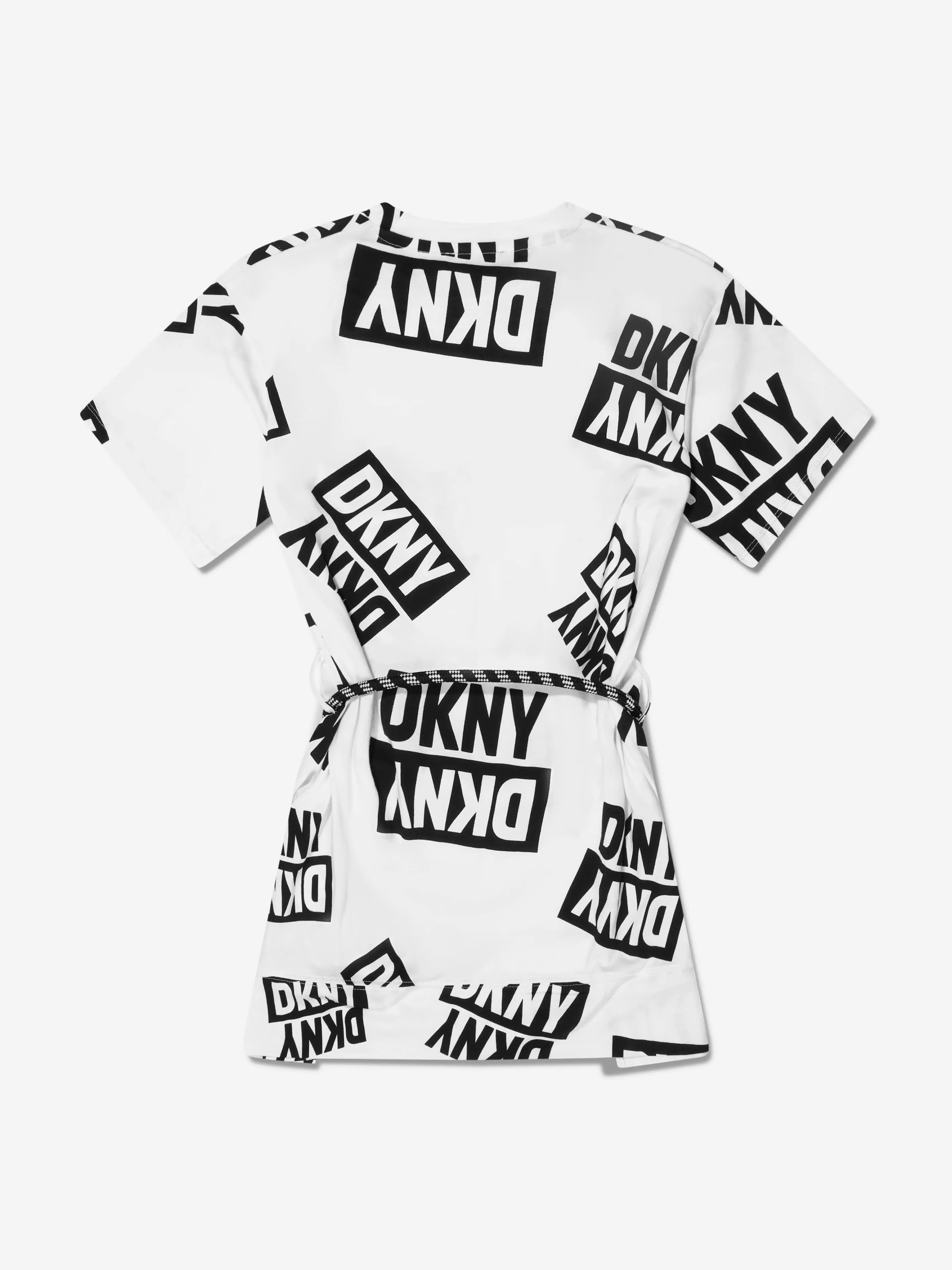 DKNY Girls Logo Print Dress in White