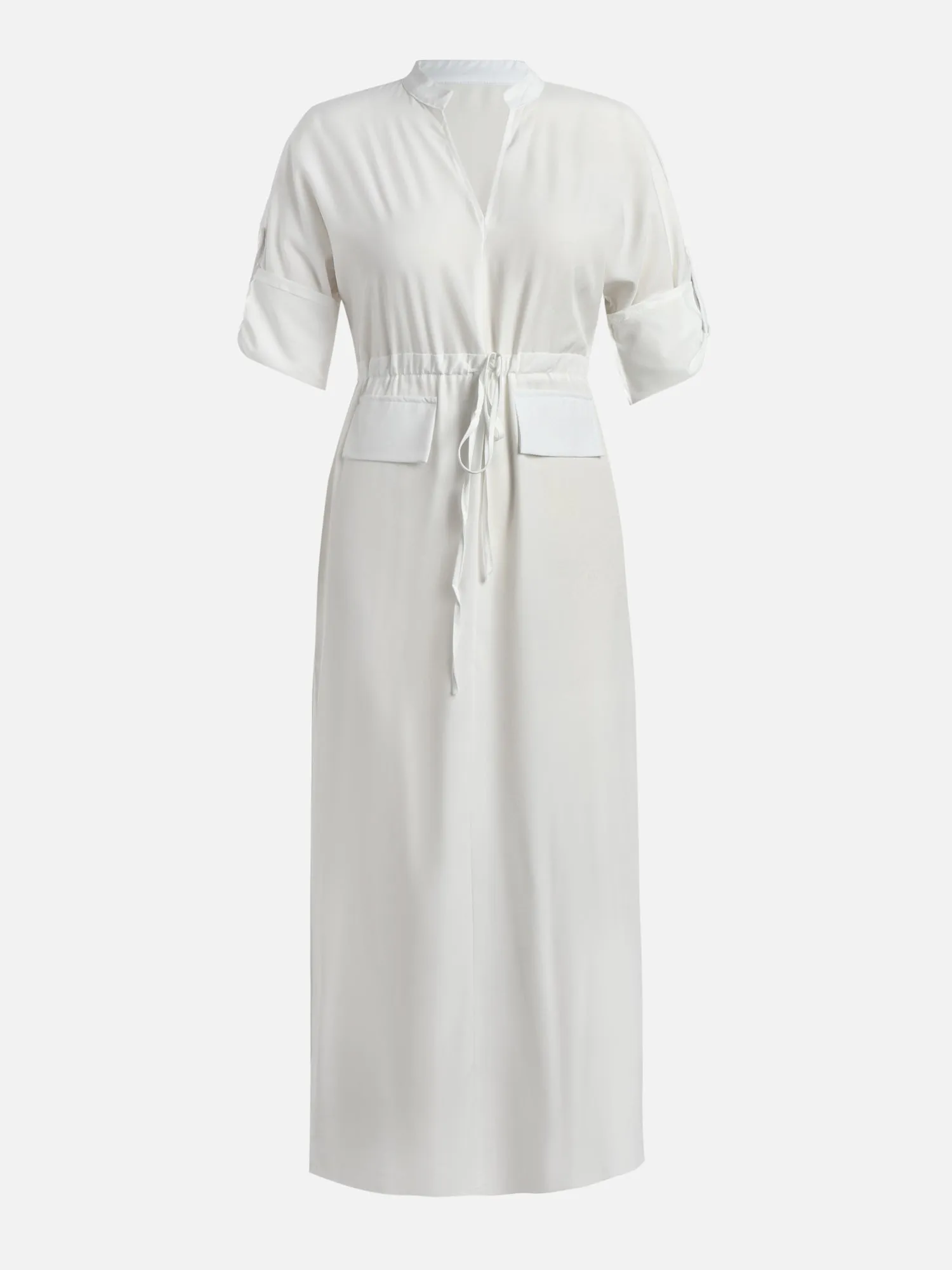 Drawstring Shirt Maxi Dress