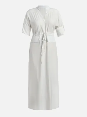 Drawstring Shirt Maxi Dress