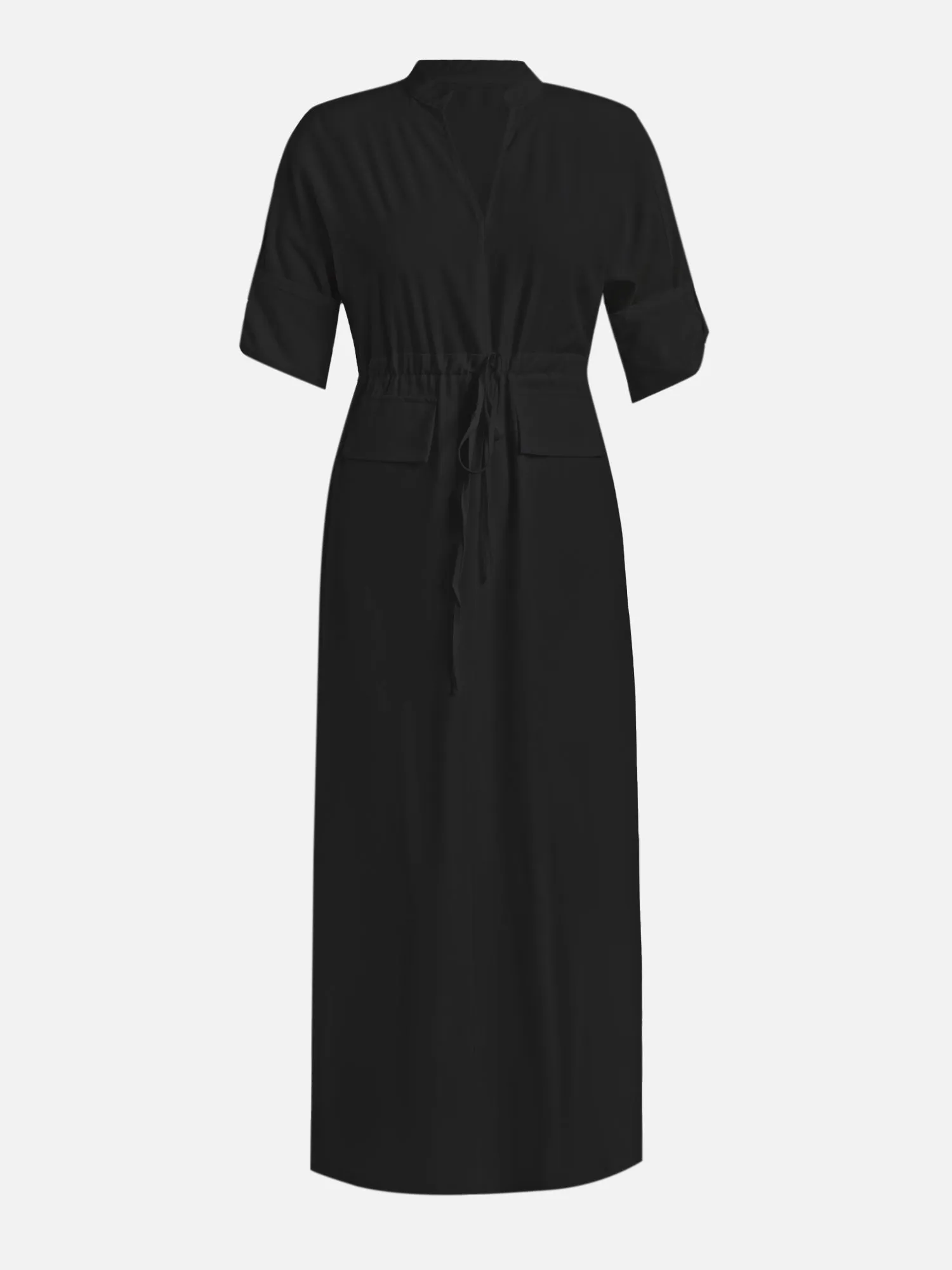 Drawstring Shirt Maxi Dress