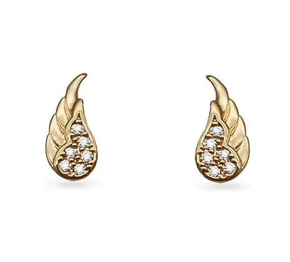 Ear Sense Earring CH283 Gold Crystal Angel Wing Stud