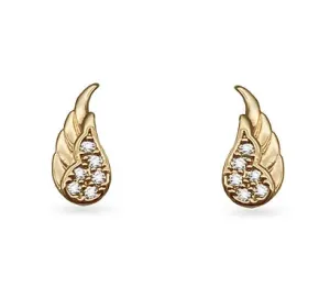 Ear Sense Earring CH283 Gold Crystal Angel Wing Stud