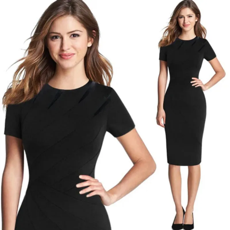 Elegant Patchwork Slim Casual Office Party Dress