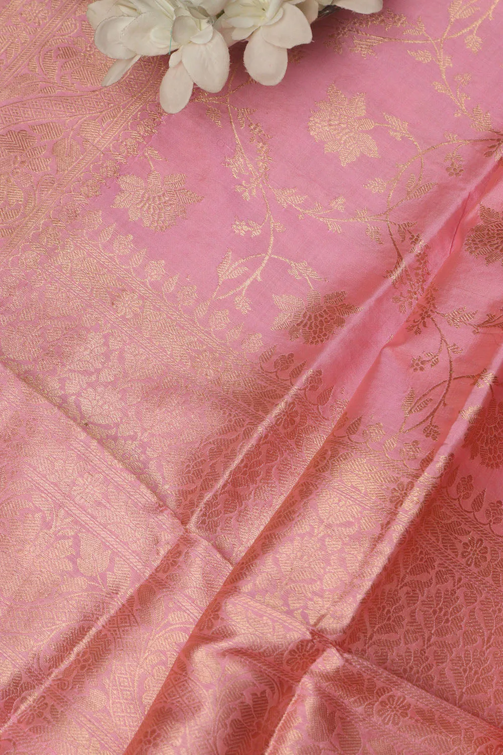 Exquisite Pink Banarasi Handloom Pure Katan Silk Dupatta