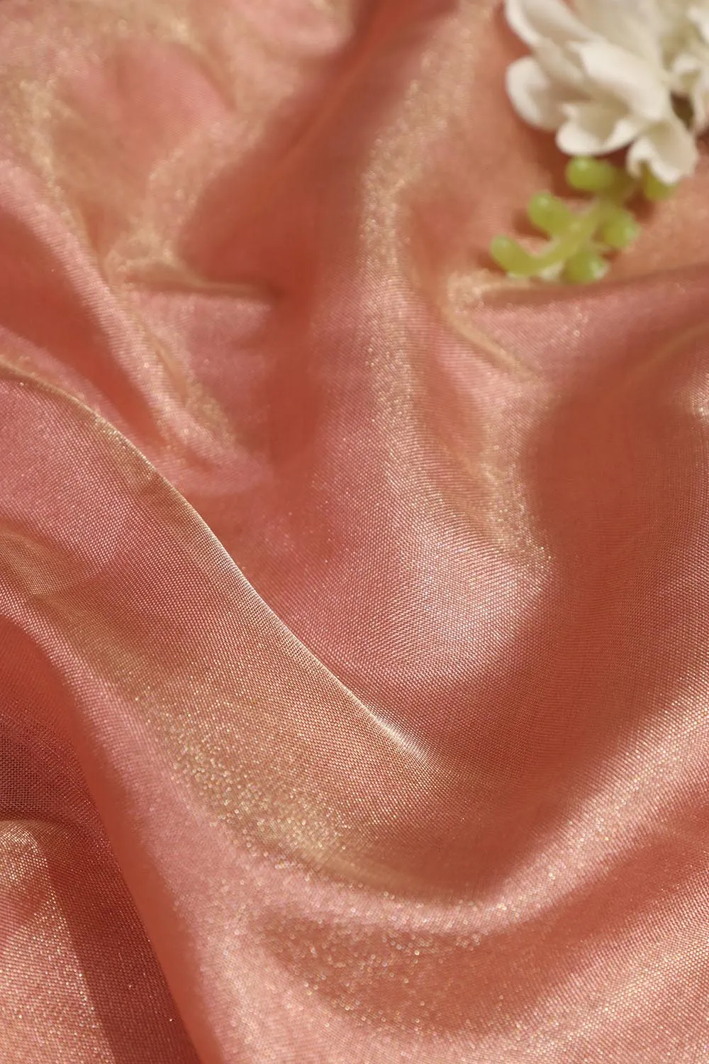 Exquisite Pink Banarasi Tissue Katan Silk Fabric ( 1 Mtr )