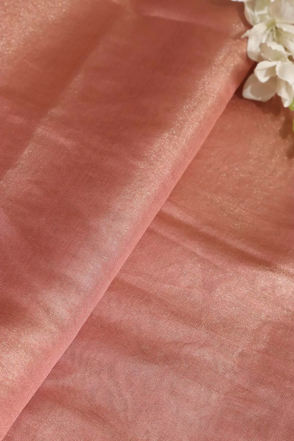 Exquisite Pink Banarasi Tissue Katan Silk Fabric ( 1 Mtr )