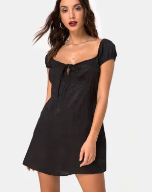 Gaval Mini Dress in Satin Cheetah Black