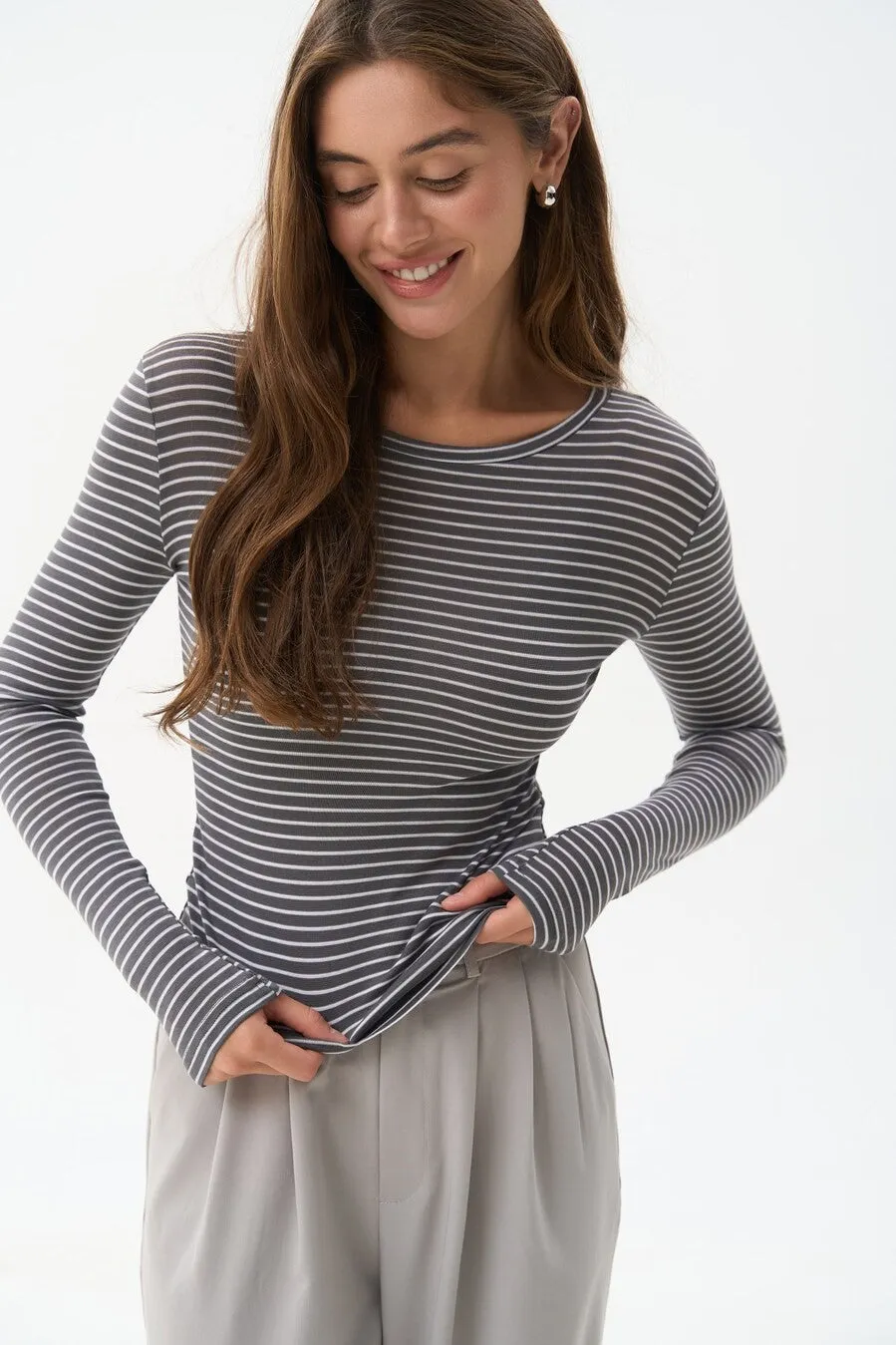 Grey Striped Long Sleeve