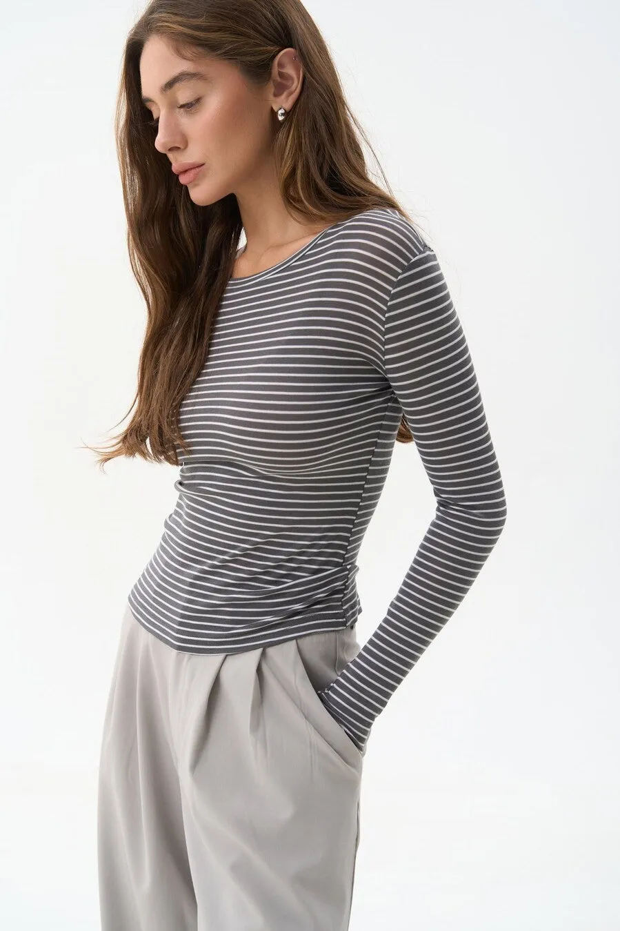 Grey Striped Long Sleeve