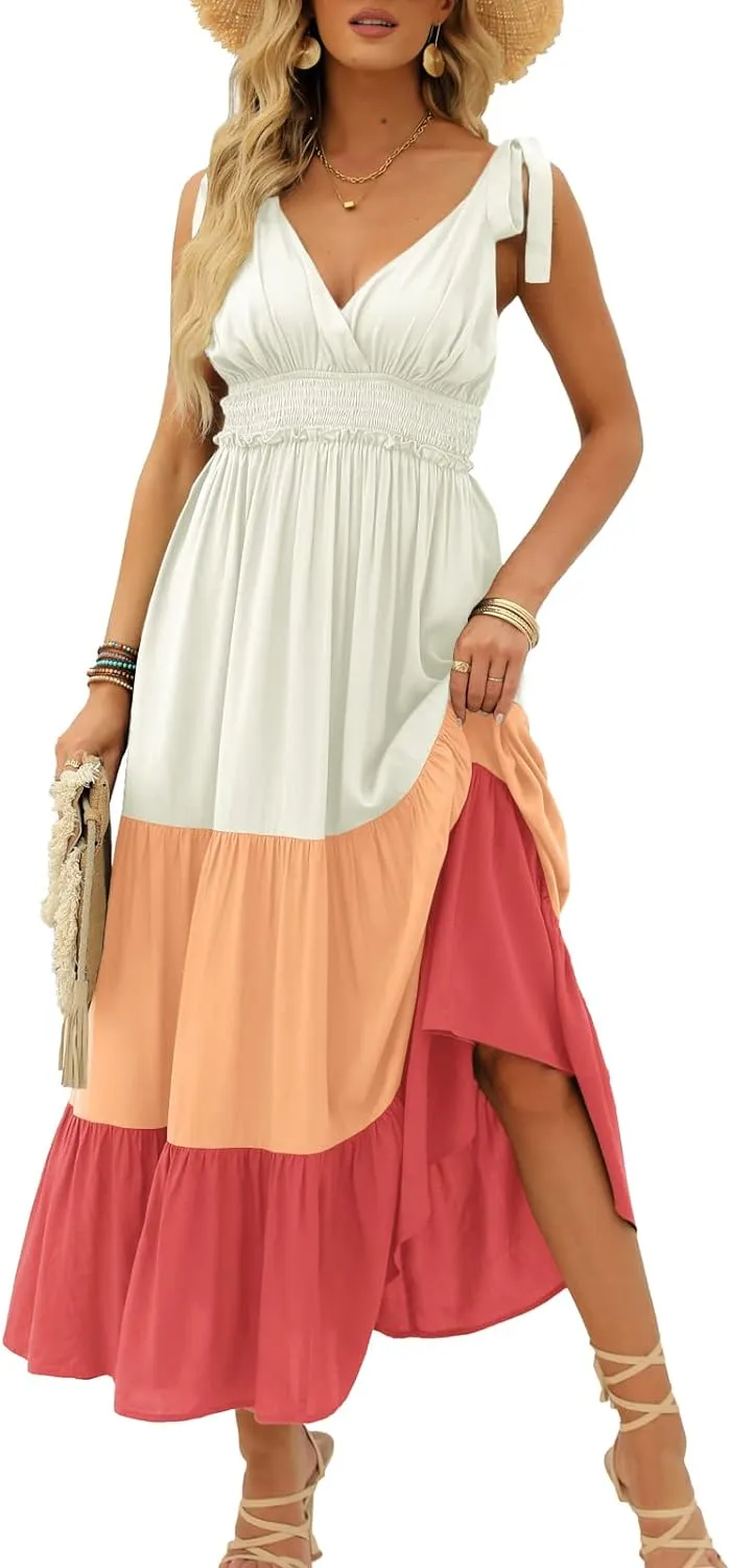 Halter Ruffle Hem Spaghetti Strap Maxi Dress