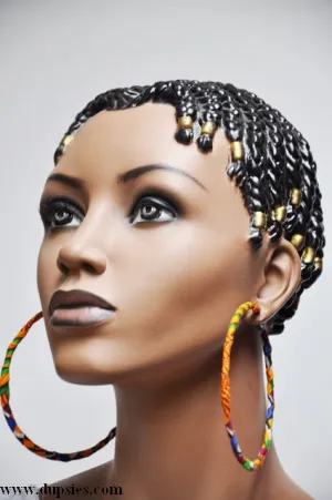 Kente Print Large Hoop Earrings-DPJ3227JL