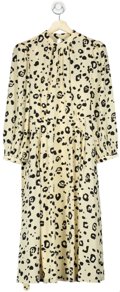 L.K. Bennett Cream Animal Print Silk Dress UK 8