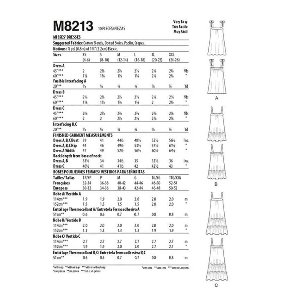 M8213 Misses' Dresses (size: L-XL-XXL)