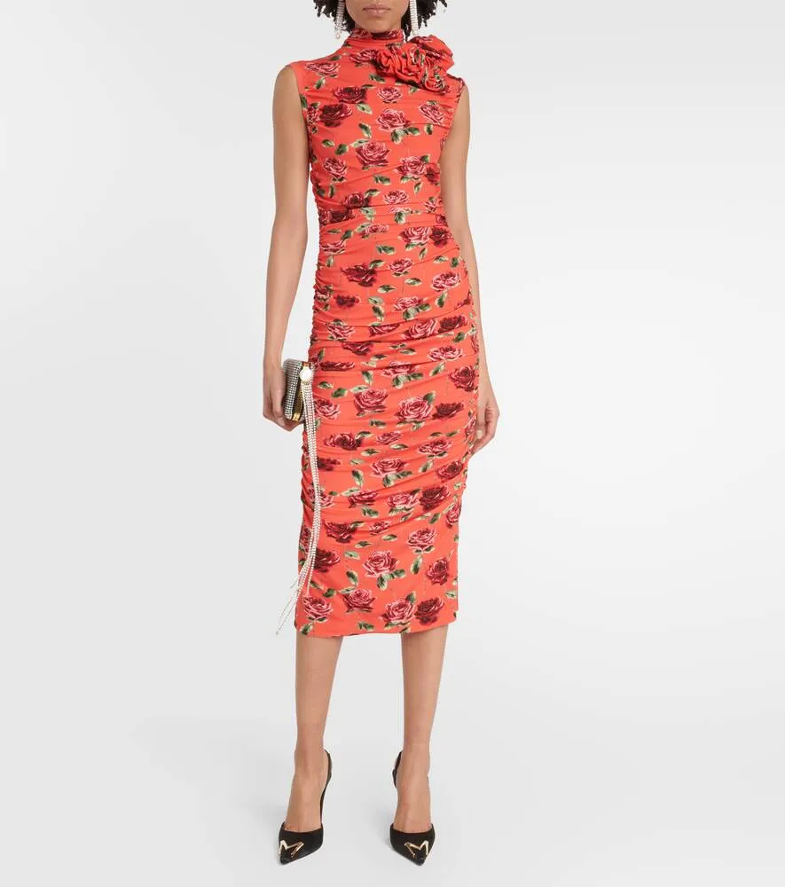 Midi dress with floral applique and print MAGDA BUTRYM, red