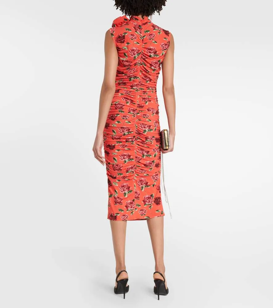 Midi dress with floral applique and print MAGDA BUTRYM, red