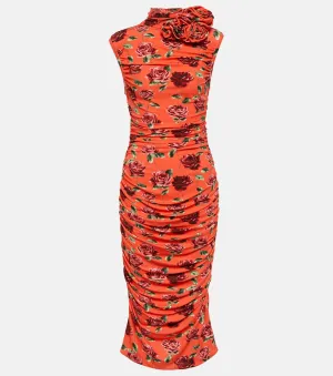 Midi dress with floral applique and print MAGDA BUTRYM, red