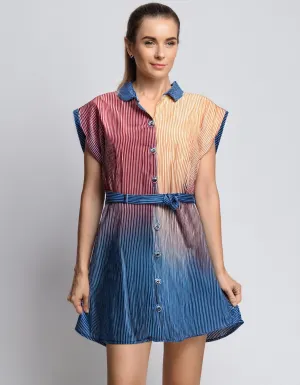 Ombre Denim Shirt Dress