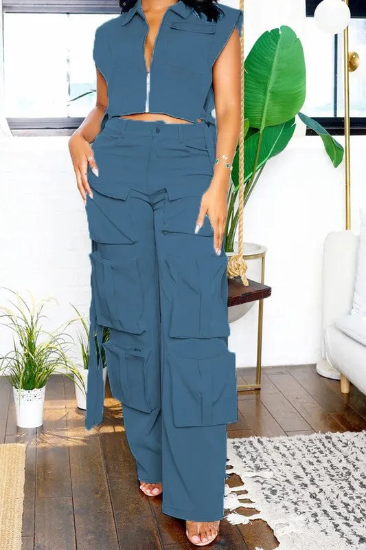 Power Pair - Utility Chic Cargo Top and Pant Set