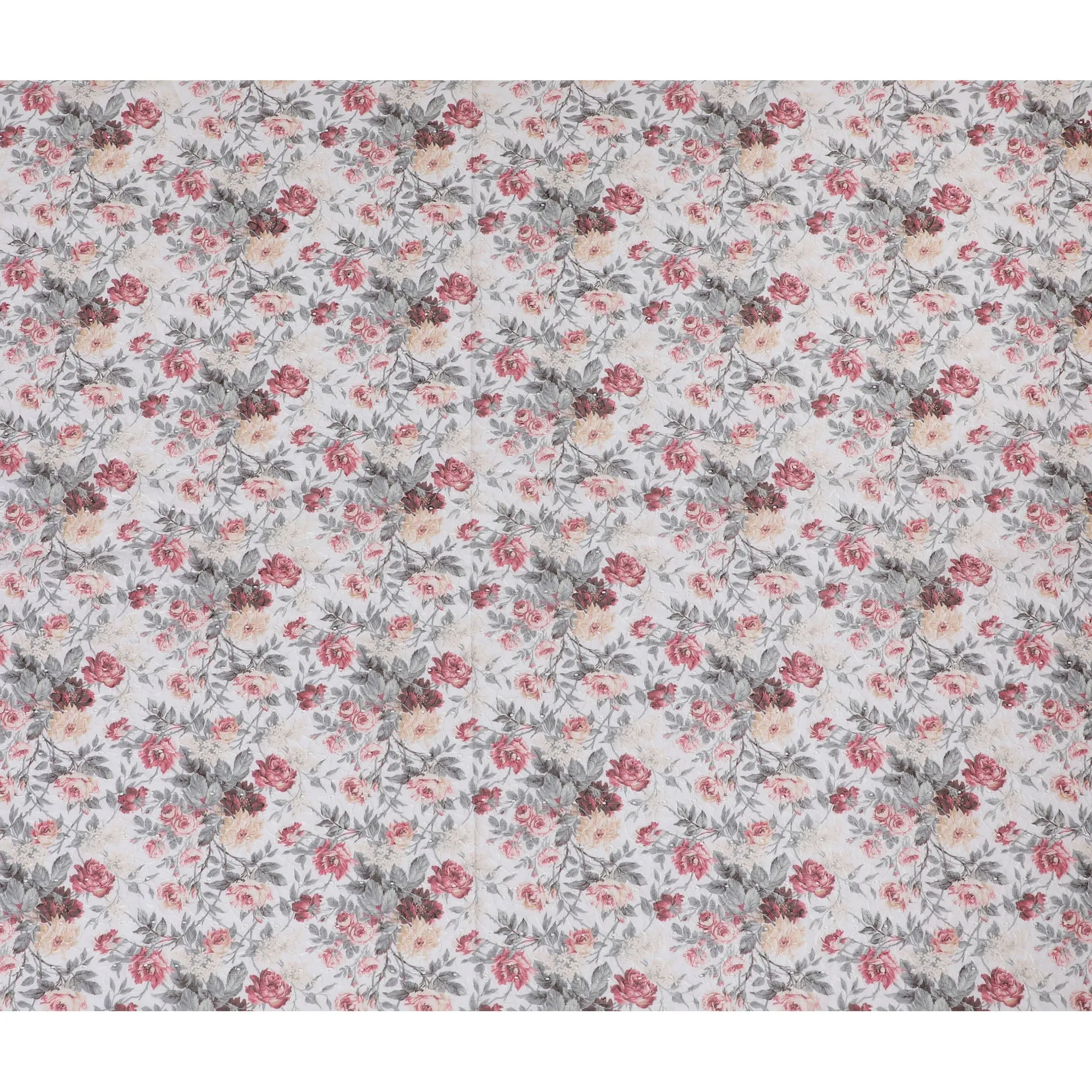 Romantic Floral blended Cotton Lawn Fabric with Embroidery - 110 cm Wide - D19600