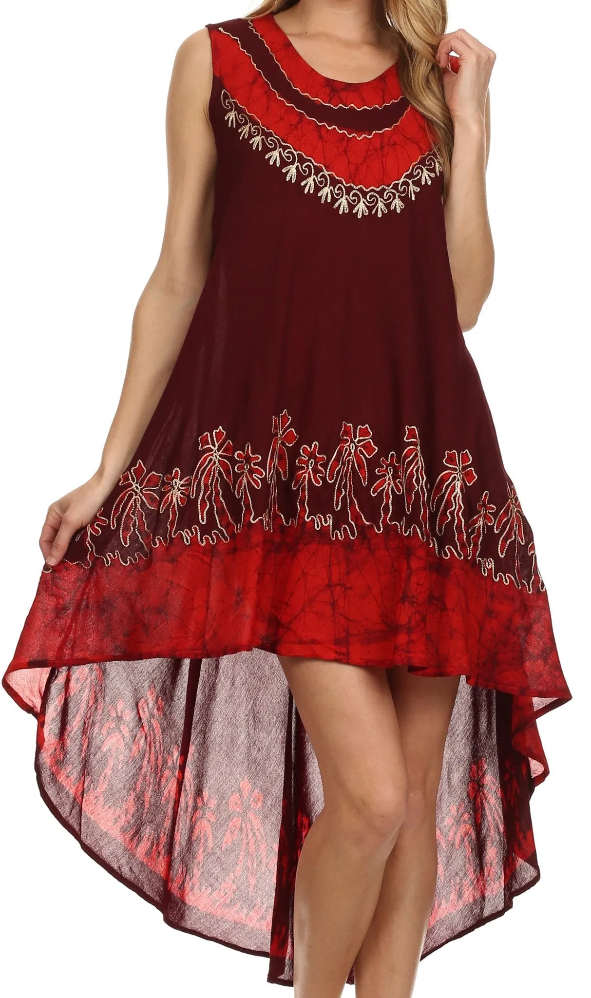 Sakkas Abby  Embroidered Batik Hi-Lo Top / Blouse