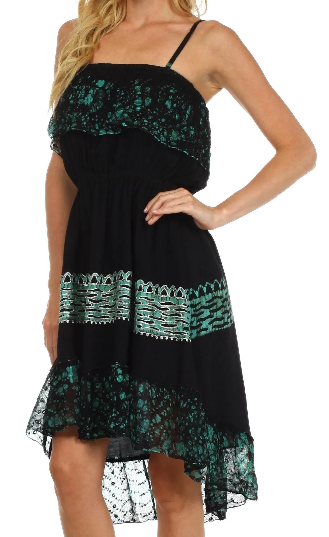 Sakkas Akshita Batik Hi Lo Crepe Ruffle Dress