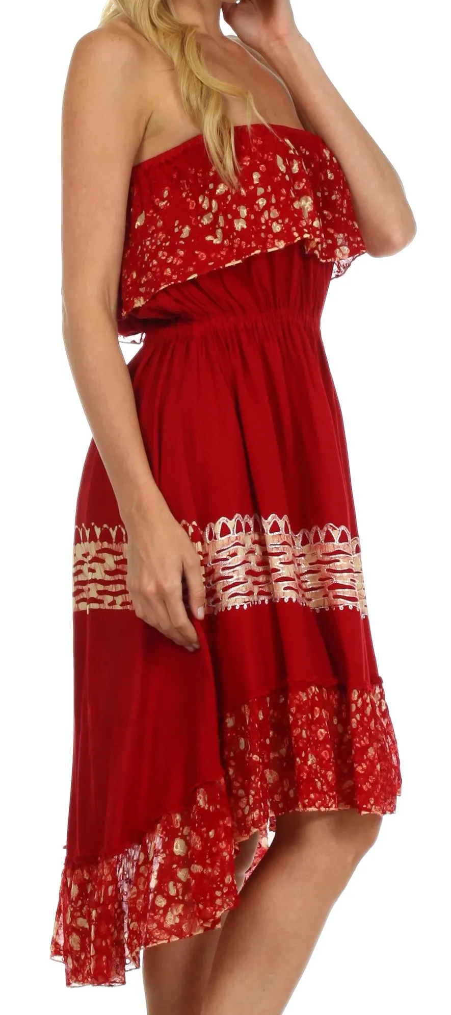 Sakkas Akshita Batik Hi Lo Crepe Ruffle Dress