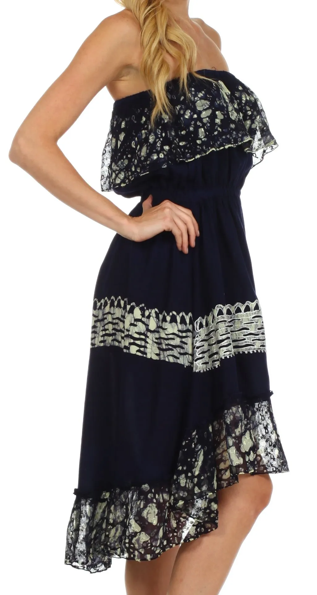 Sakkas Akshita Batik Hi Lo Crepe Ruffle Dress