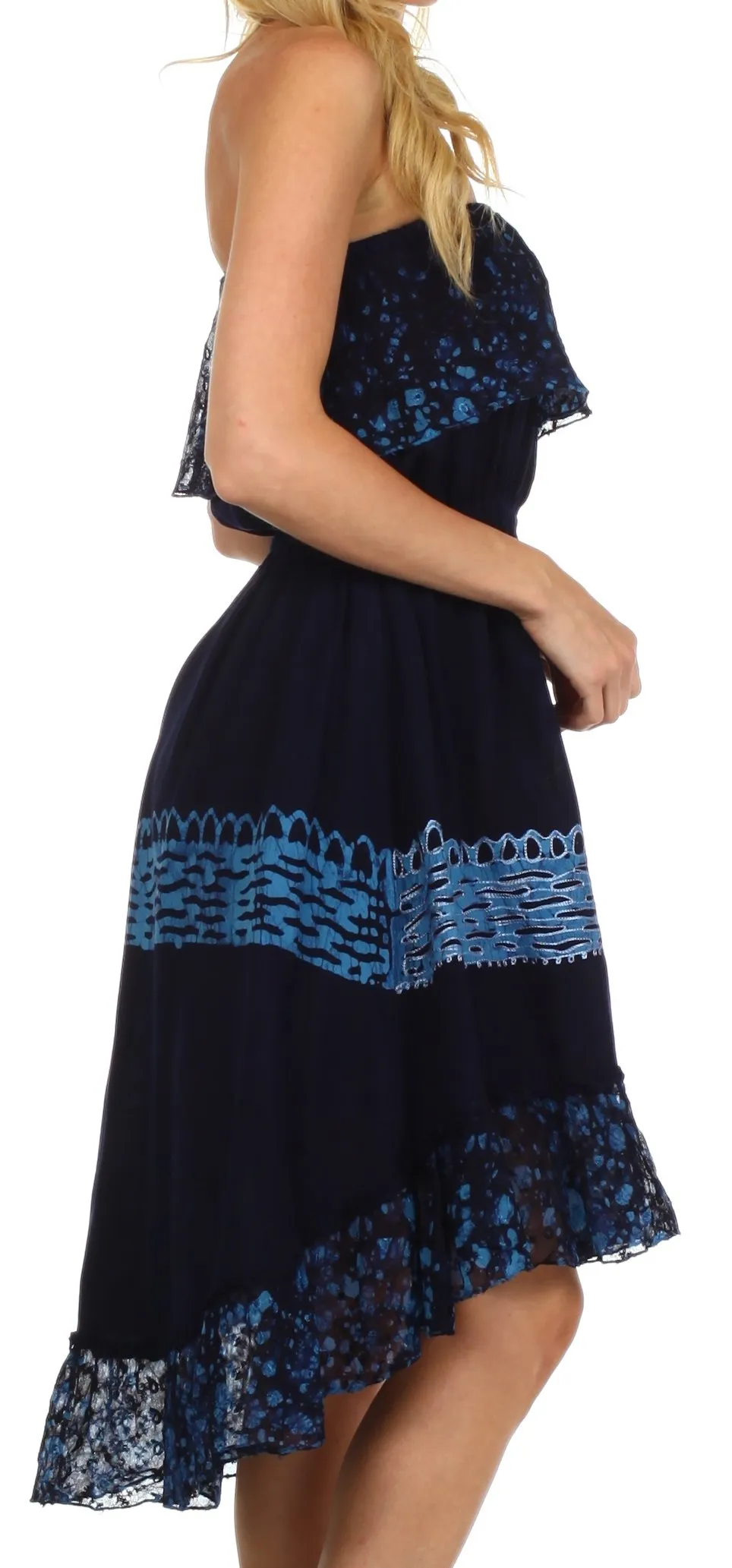 Sakkas Akshita Batik Hi Lo Crepe Ruffle Dress