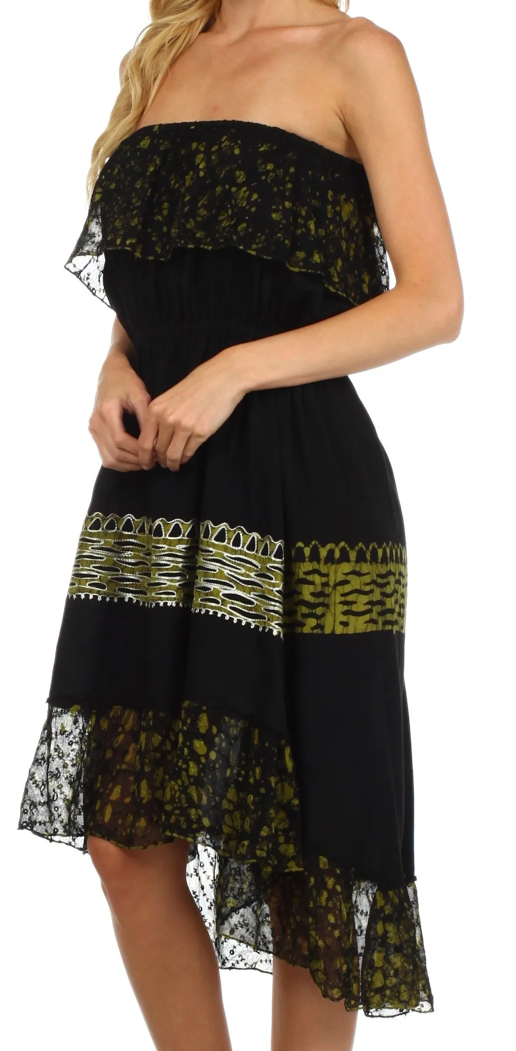 Sakkas Akshita Batik Hi Lo Crepe Ruffle Dress